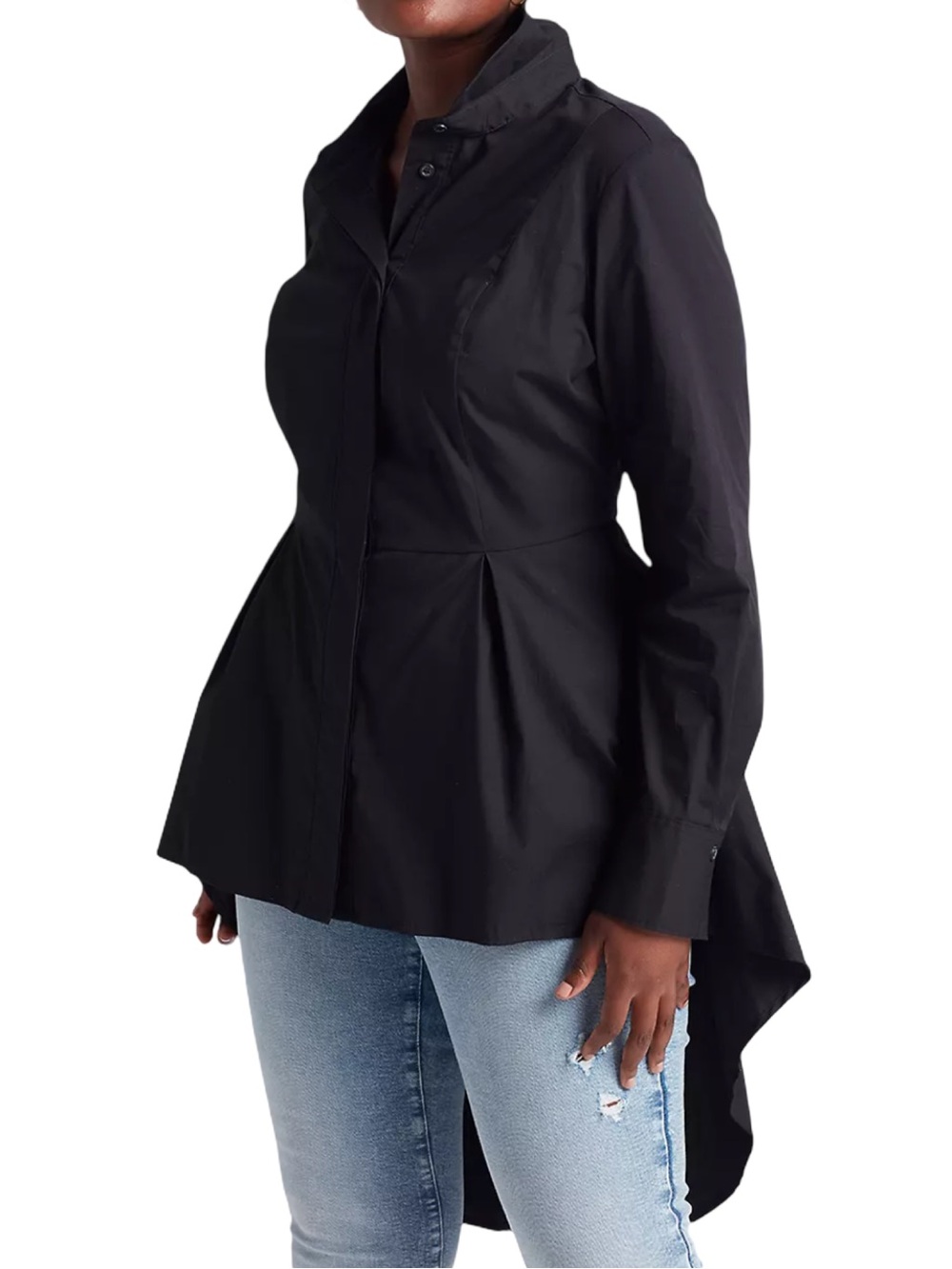 Lane Bryant Extreme Peplum Tunic Shirt Top Long Sleeve Black Size 16 New